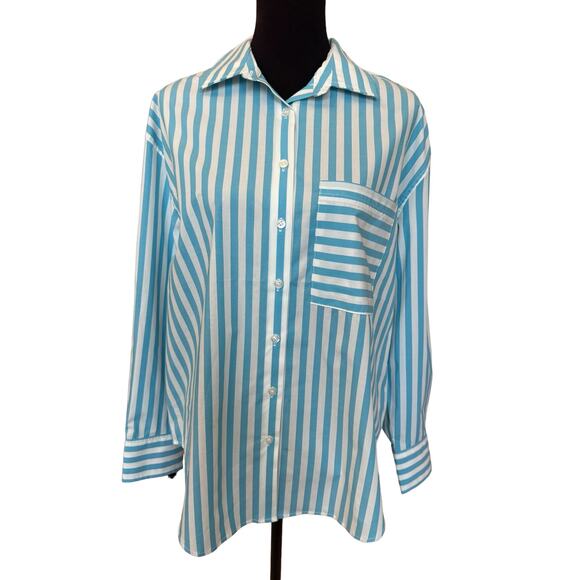 New ~ CASA CABANA ~ Bethany Short Stripe Shirt Size M FALL Nordstrom OVERSIZED - Picture 3 of 7